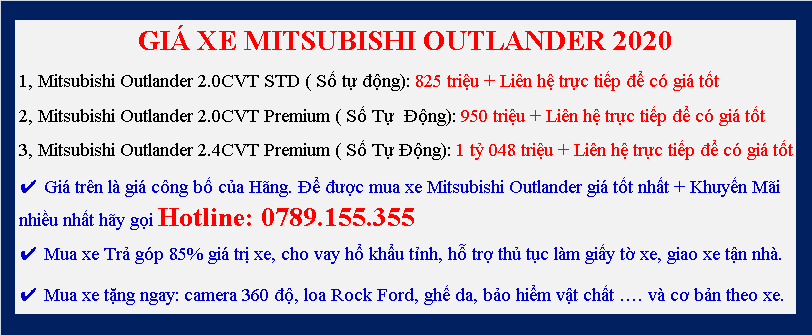 mitsubishi outlander 2020 giá bán chi tiết